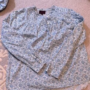 J. Crew Blue and White Floral Blouse